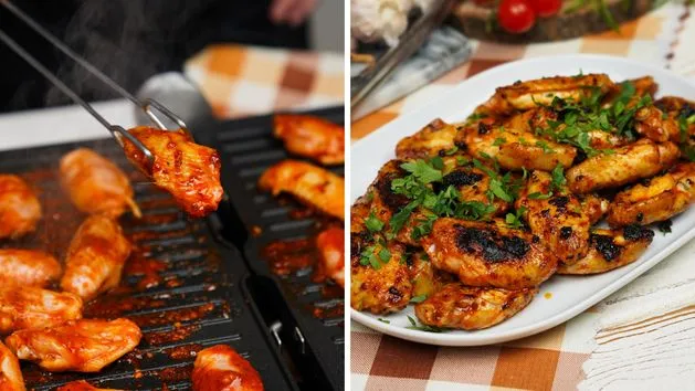 grillowane szaszłyki z kurczaka skrzydełka