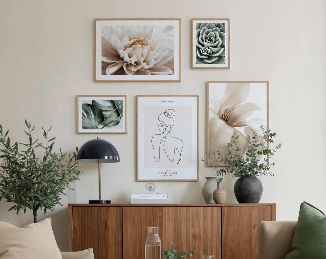 galeria ścienna nad komodą inspiracje