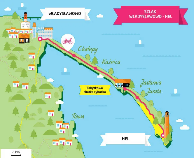 Mapa tras rowerowych nad Bałtykiem