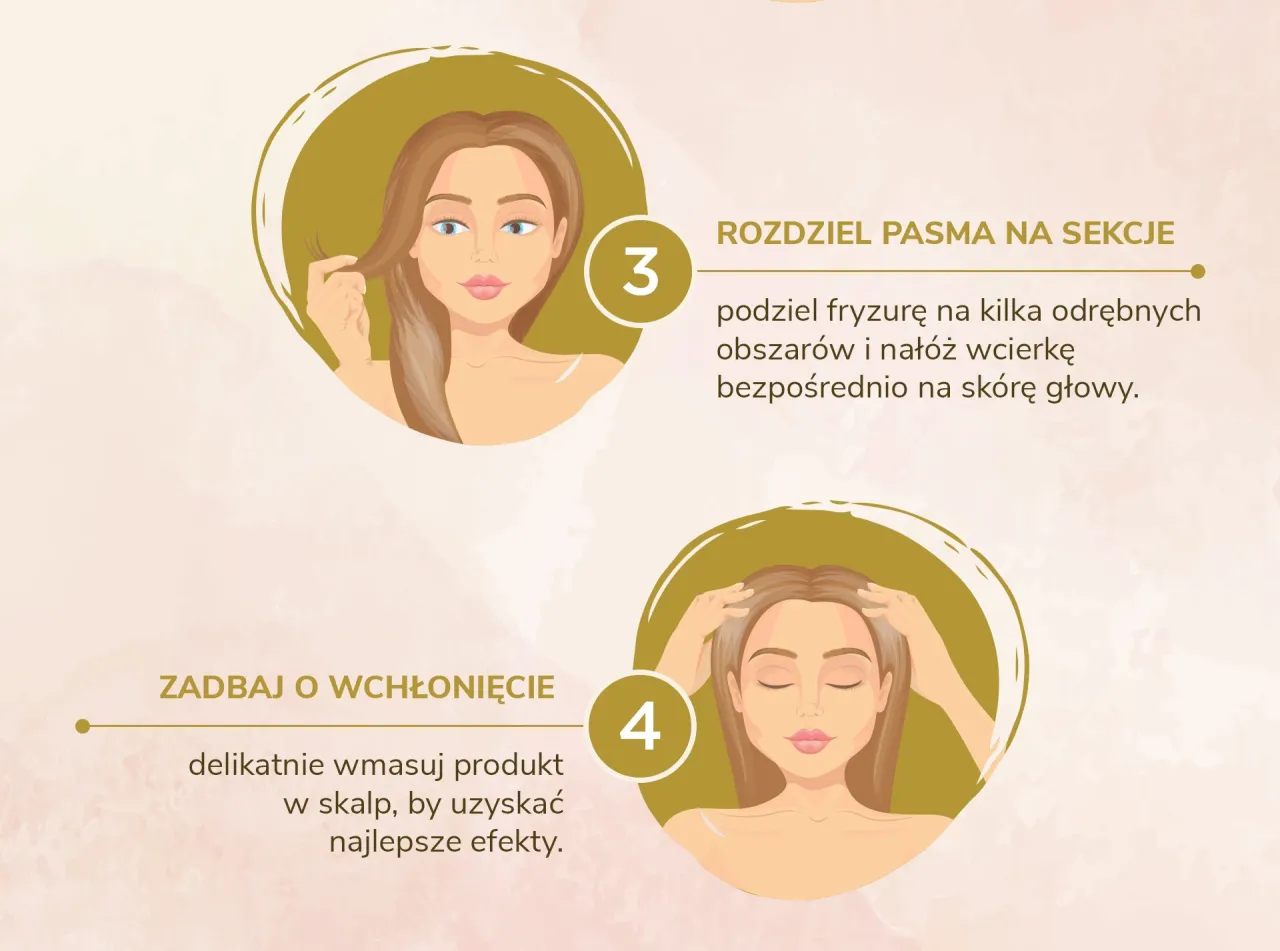 aplikacja wcierki do włos&oacute;w krok po kroku