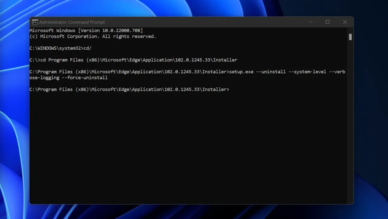Usuwanie Edge Windows 11 CMD PowerShell
