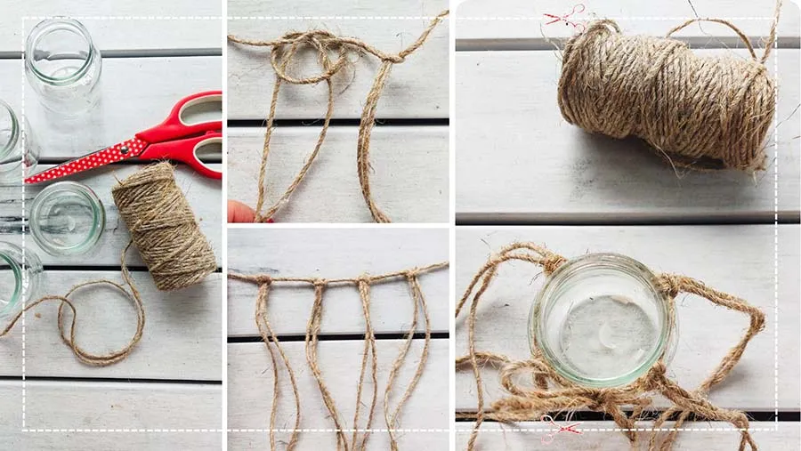 różne grubości sznurka jutowego, akcesoria DIY