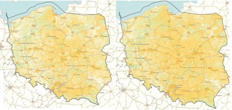 Mapa Polski z farmami wiatrowymi i fotowoltaicznymi