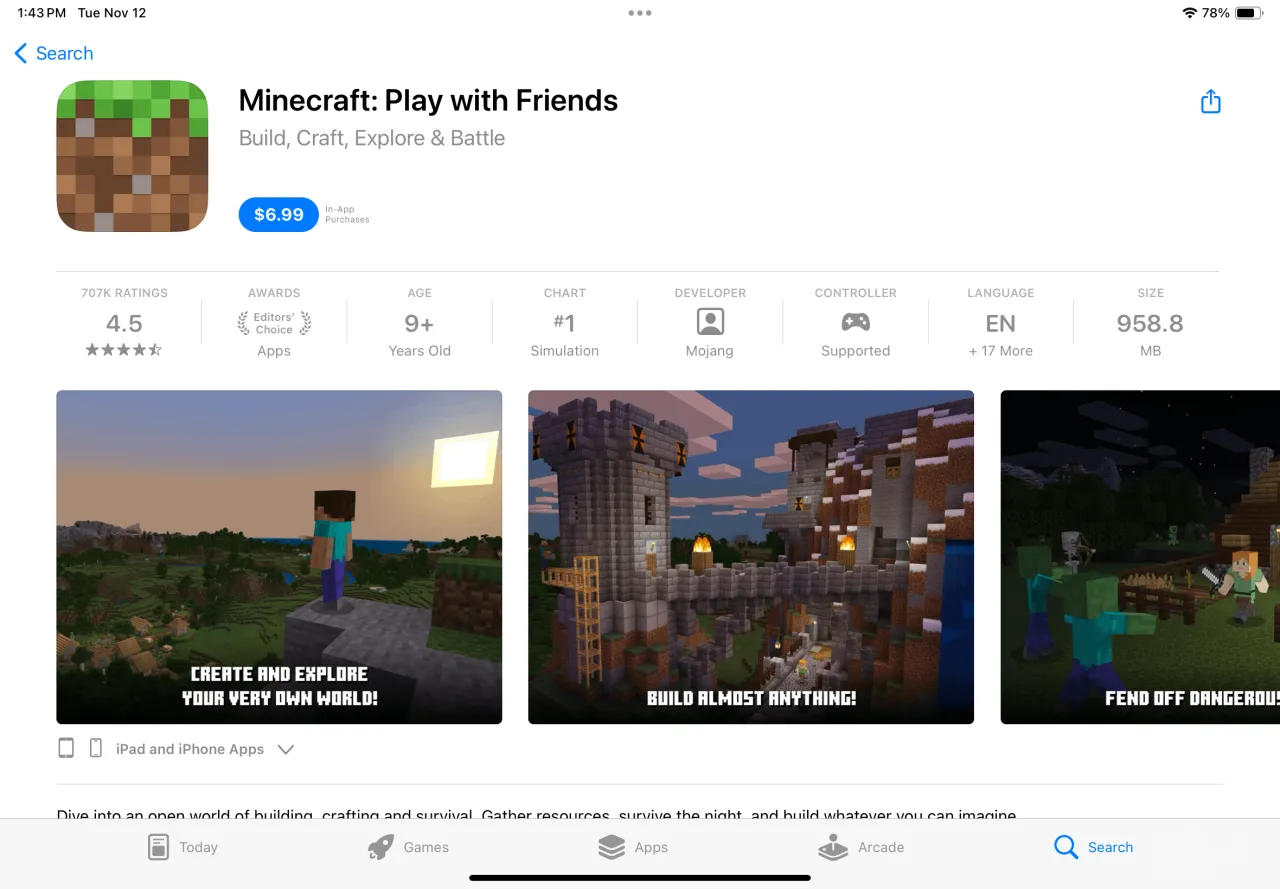 Minecraft App Store aktualizacja
