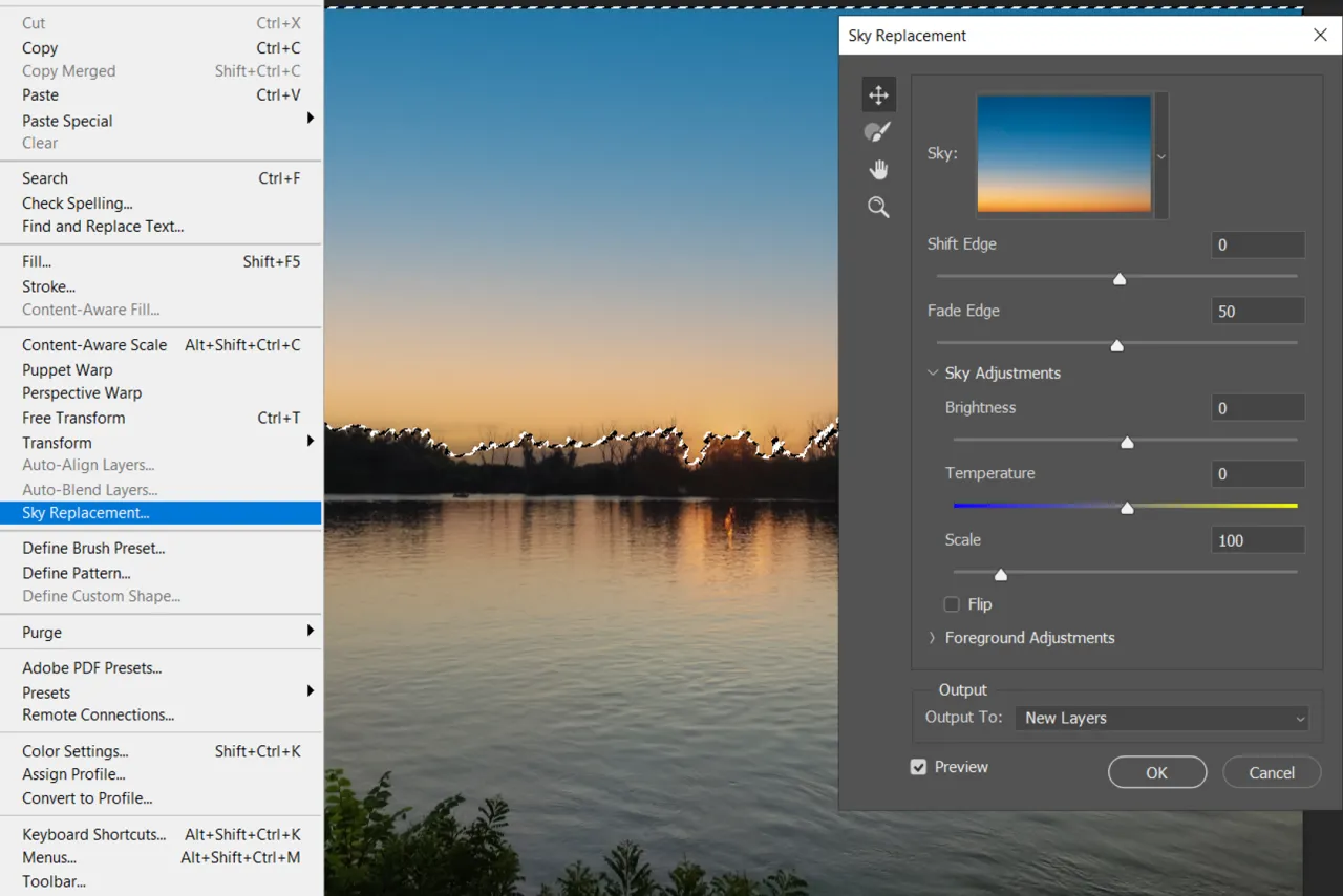 Jak usunąć element ze zdjęcia Photoshop: menu Edycja, opcja 