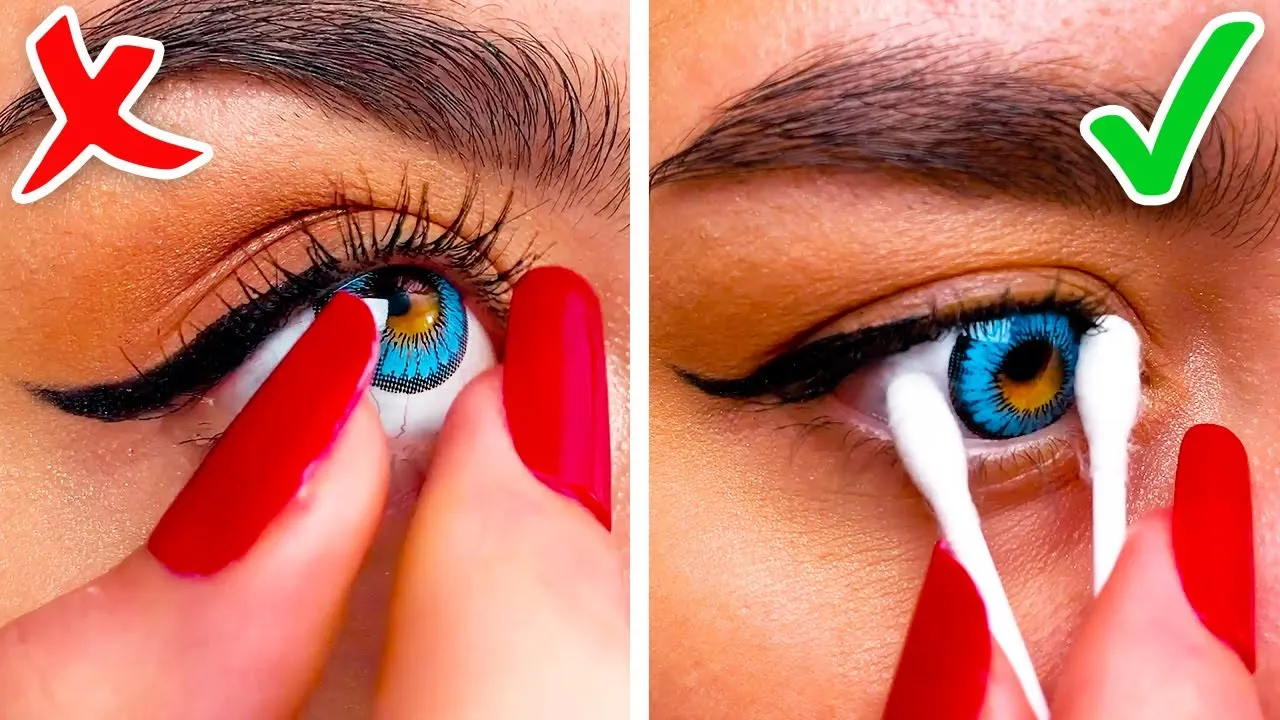 Zdejmowanie soczewek długie paznokcie technika