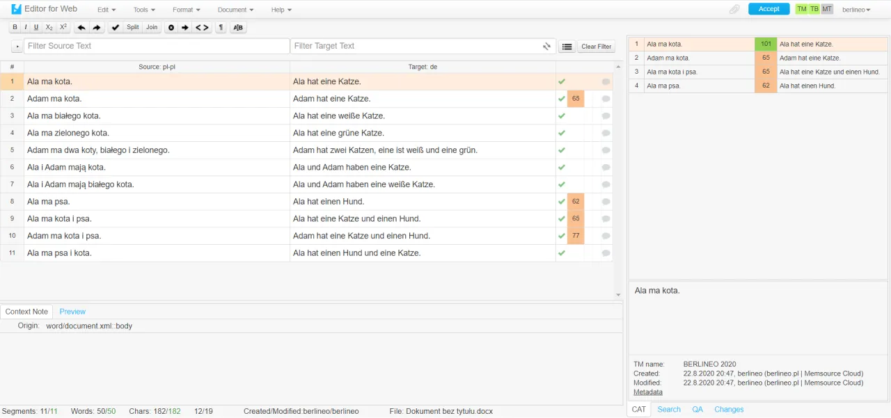 narzędzia CAT tłumaczenie