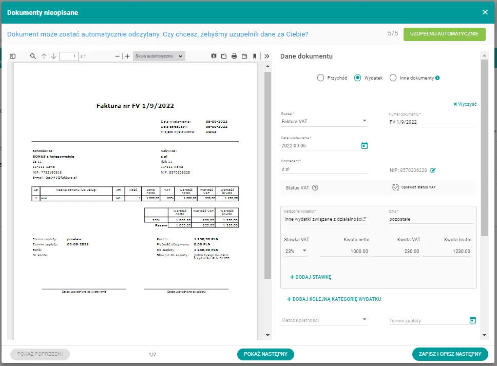 r&oacute;żne rodzaje faktur i dokument&oacute;w księgowych