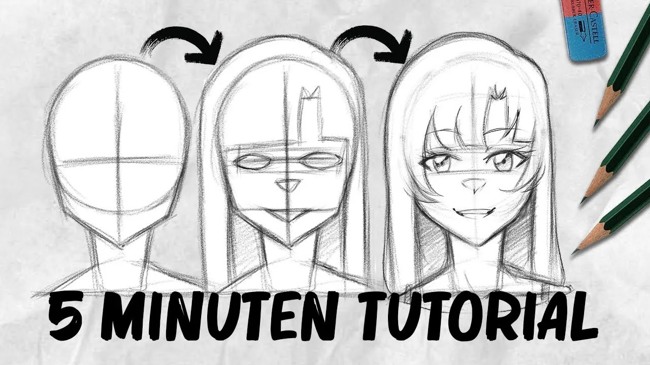 Anime Kopf zeichnen Schritt f&uuml;r Schritt