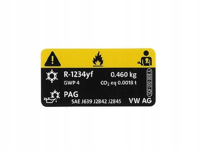 naklejka czynnik klimatyzacji samochodowej