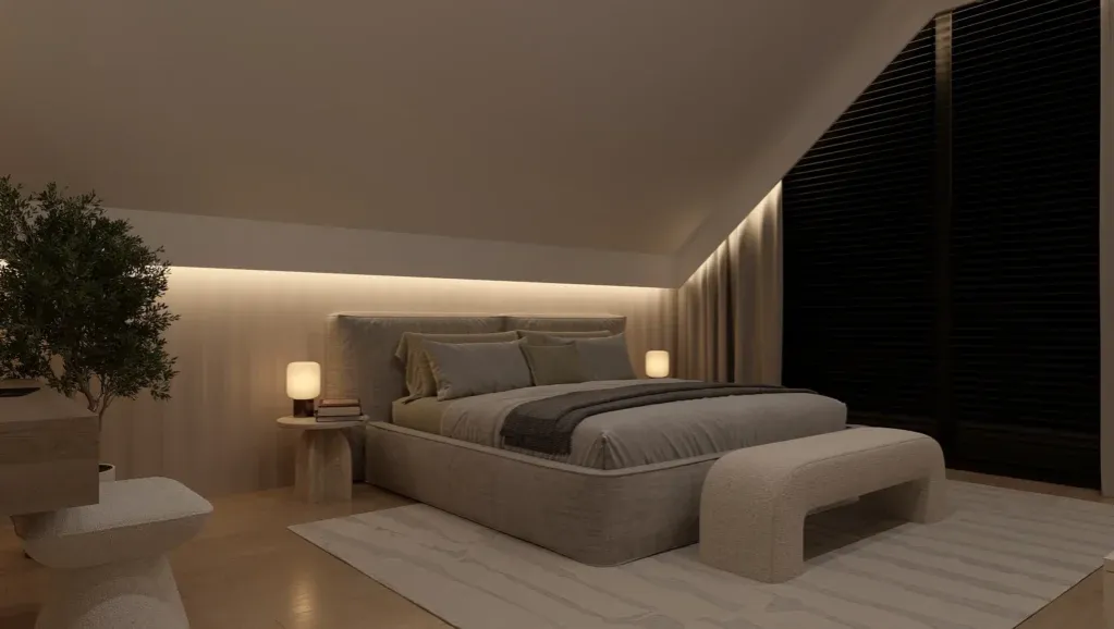 inspirująca sypialnia ze skosami