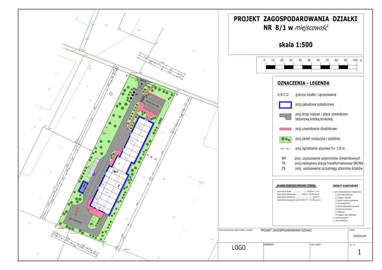 plan zagospodarowania przestrzennego działki podjazd
