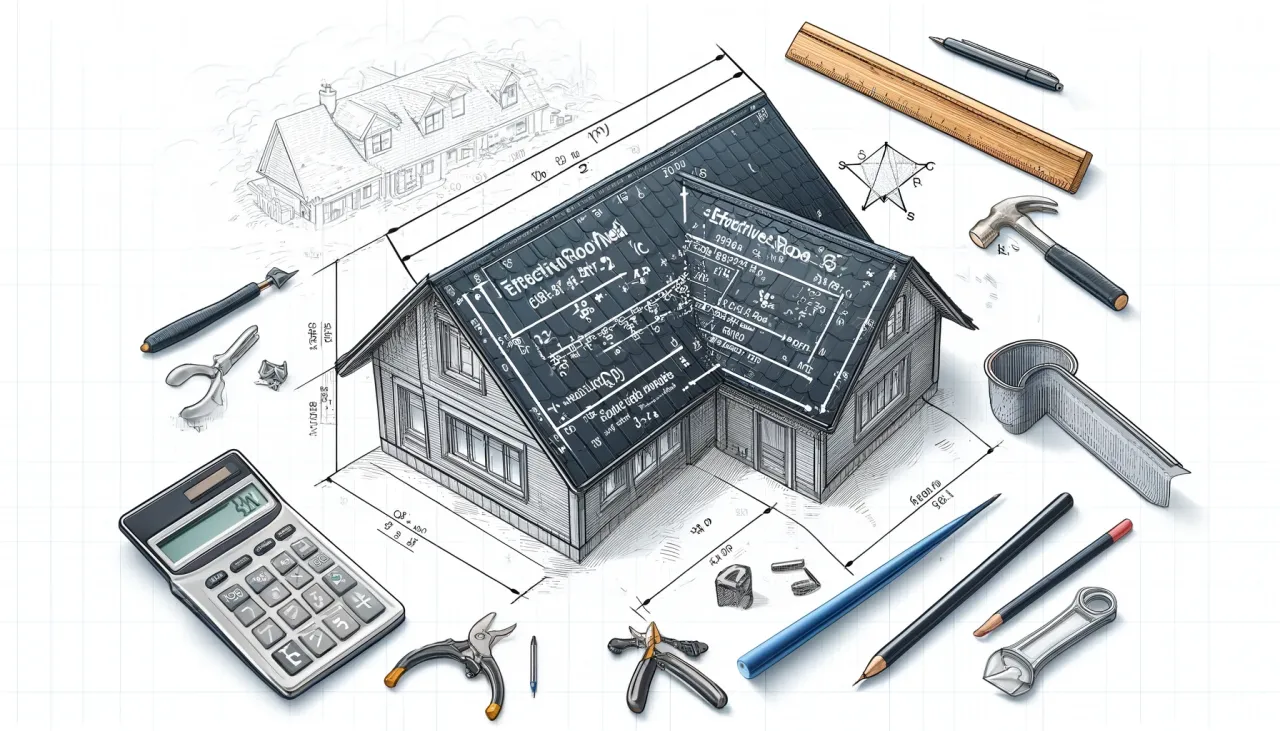 schemat dachu z wymiarami do obliczenia EPD