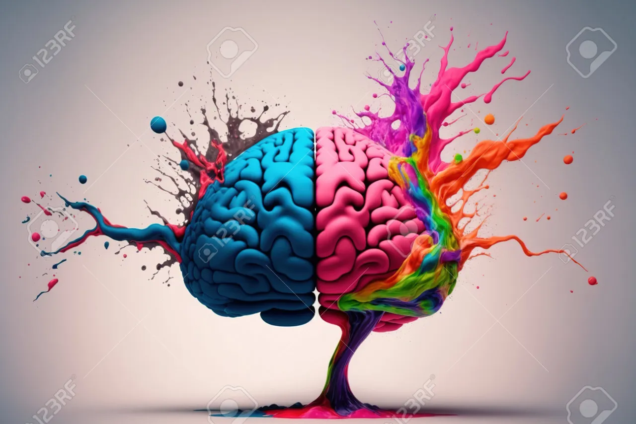 abstrakcyjna grafika przedstawiająca ludzki mózg i emocje