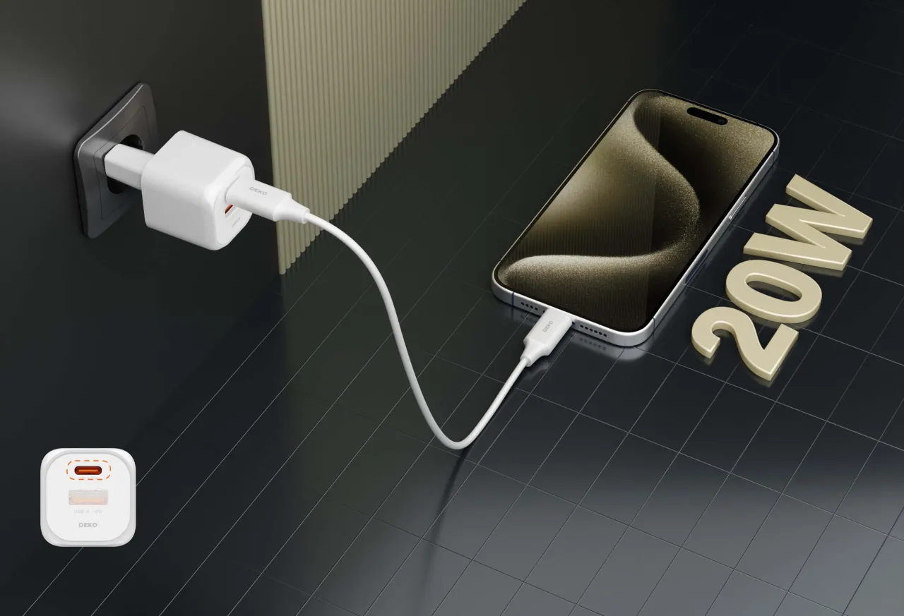 r&oacute;żne ładowarki do iPhone'a 5W 20W GaN