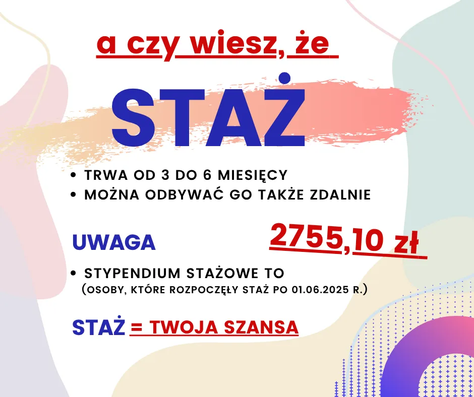 stypendium stażowe urząd pracy kwota 2025