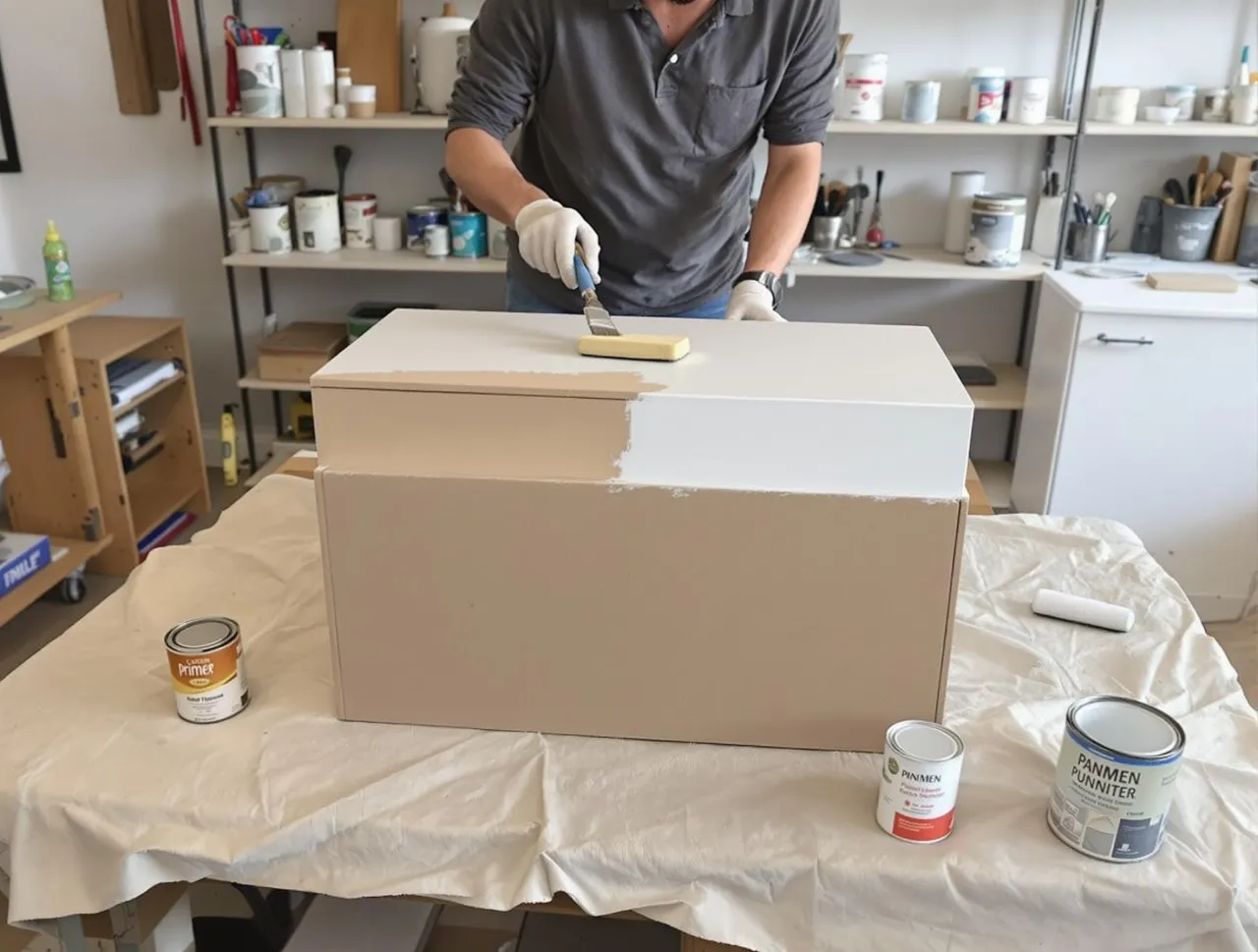 przygotowanie blatu kuchennego MDF do malowania szlifowanie czyszczenie