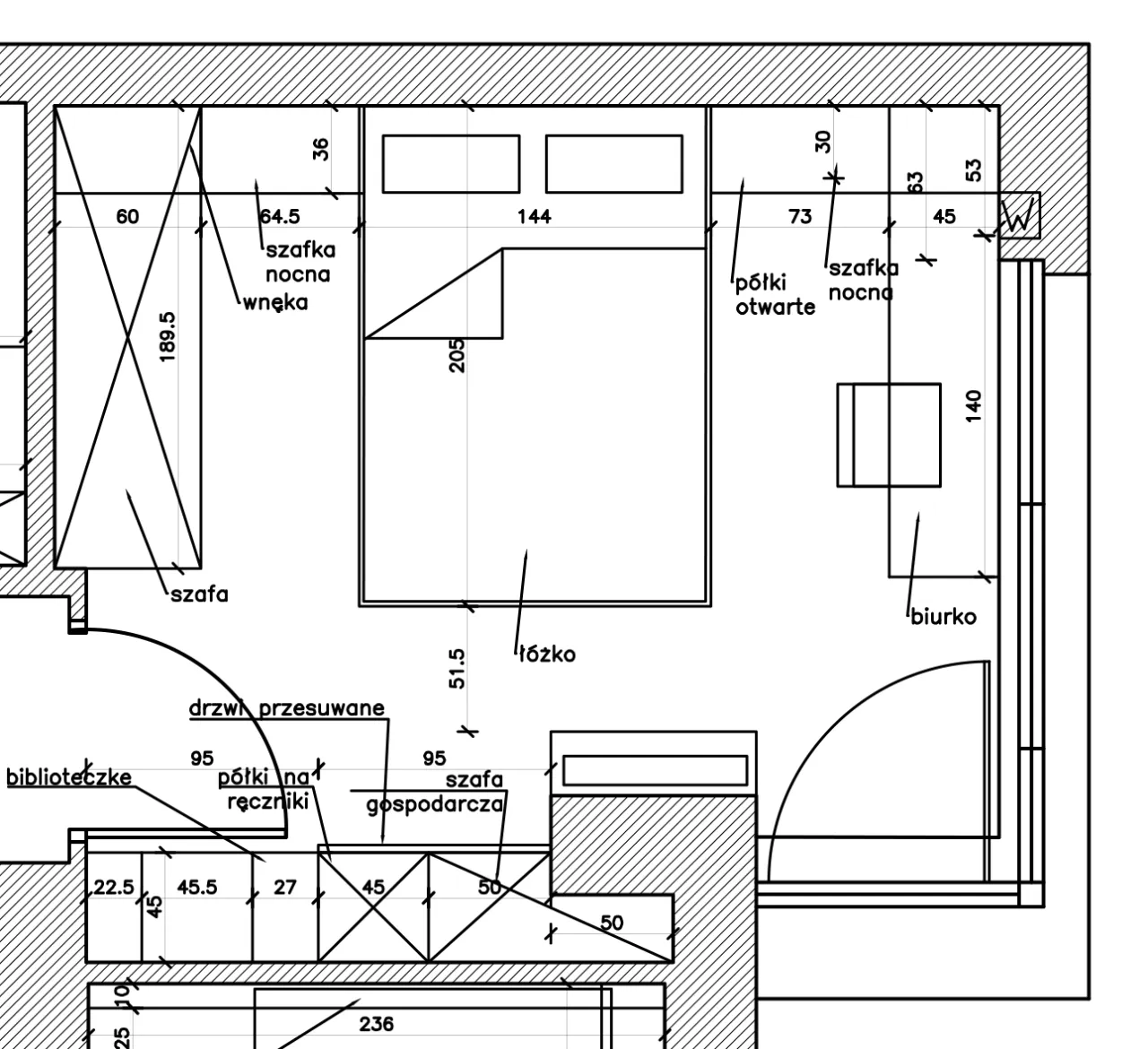 planowanie sypialni rzut z g&oacute;ry