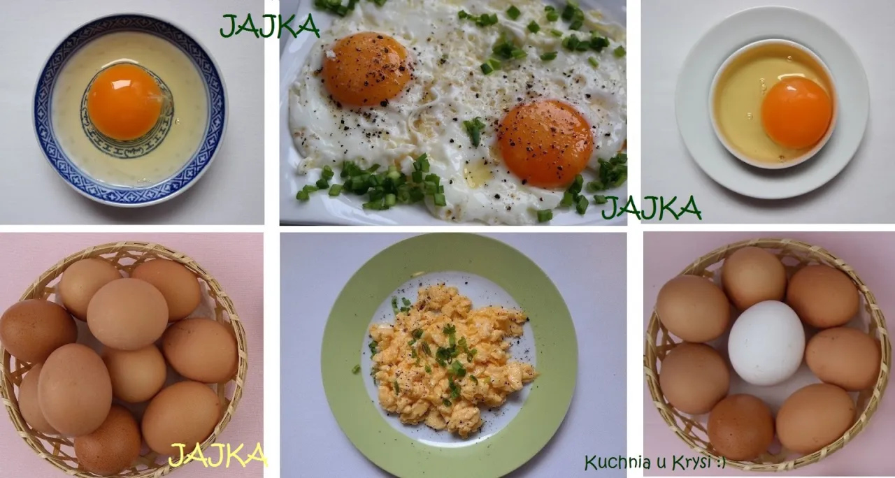 r&oacute;żne formy jajek gotowane sadzone jajecznica