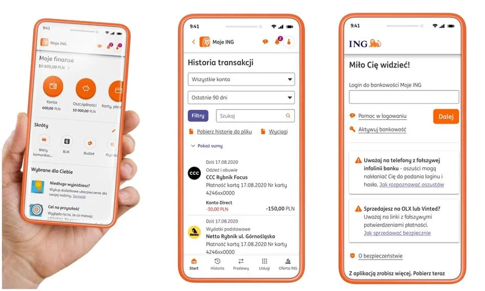 aplikacja Moje ING ekran gł&oacute;wny
