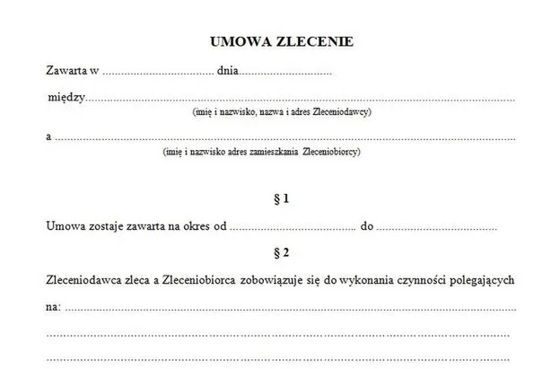 dokument umowa zlecenie wzór