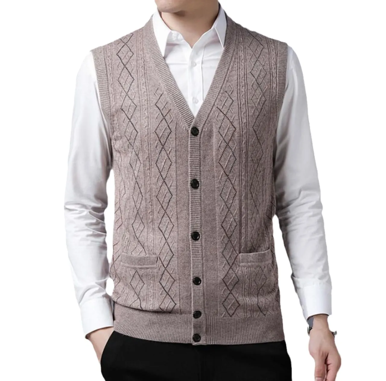 Kamizelka dzianinowa męska stylizacje