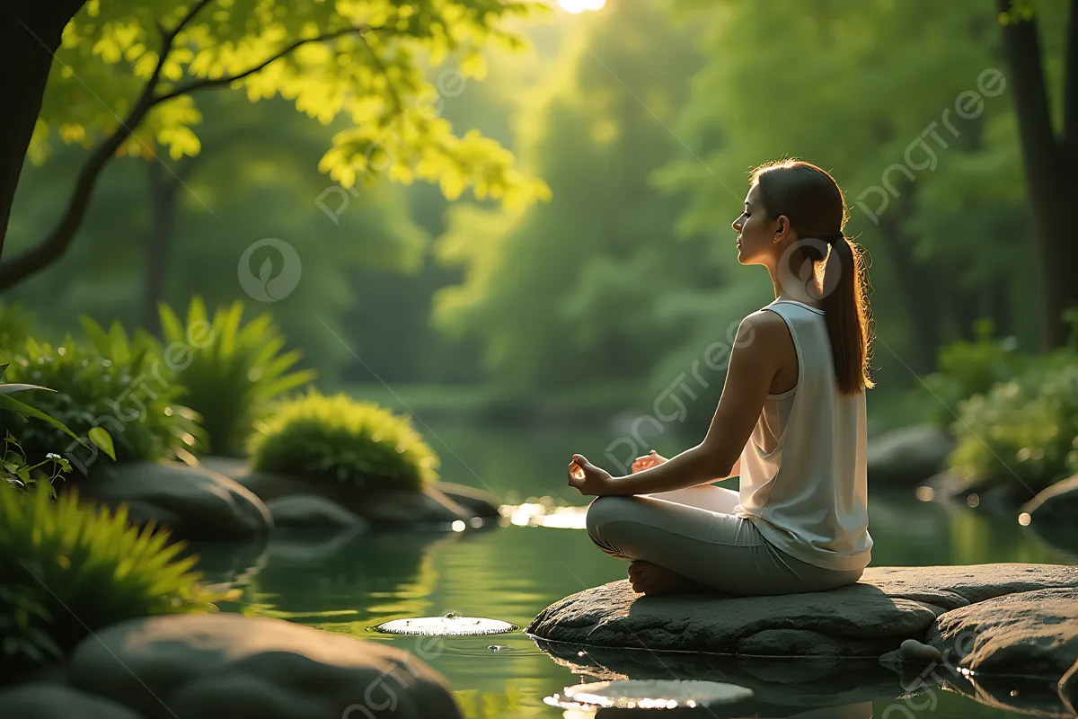 kobieta medytująca lub ćwicząca jogę w spokojnym otoczeniu