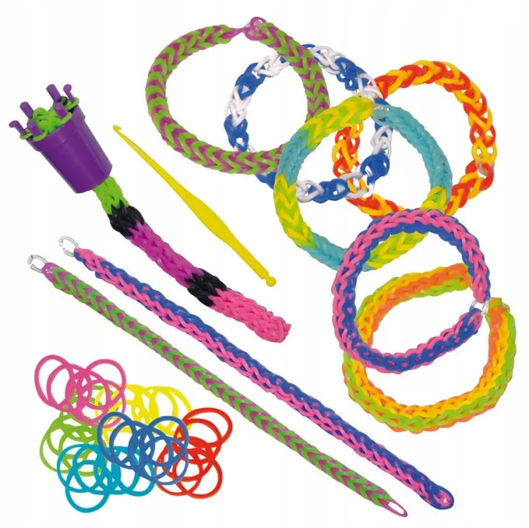 Materiały do robienia bransoletek z gumek na szydełku