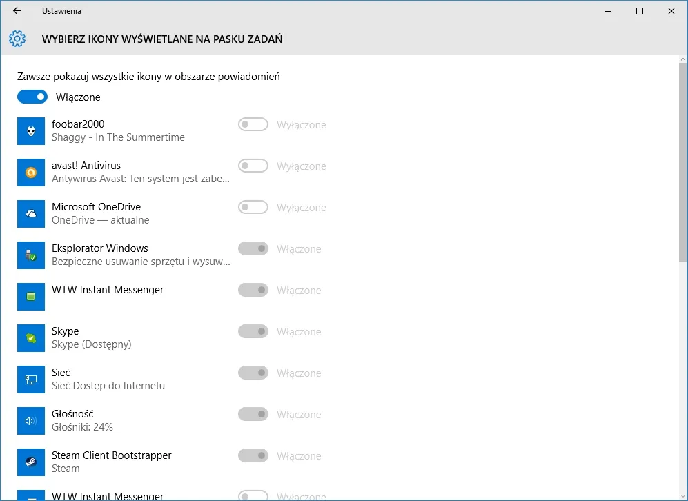 Ikona antywirusa w zasobniku systemowym Windows 10