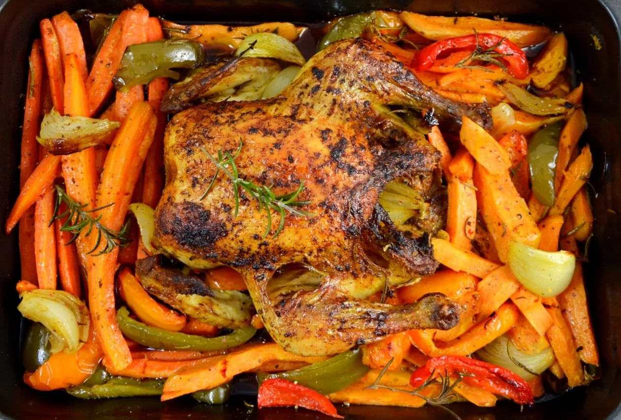 pieczony kurczak z warzywami