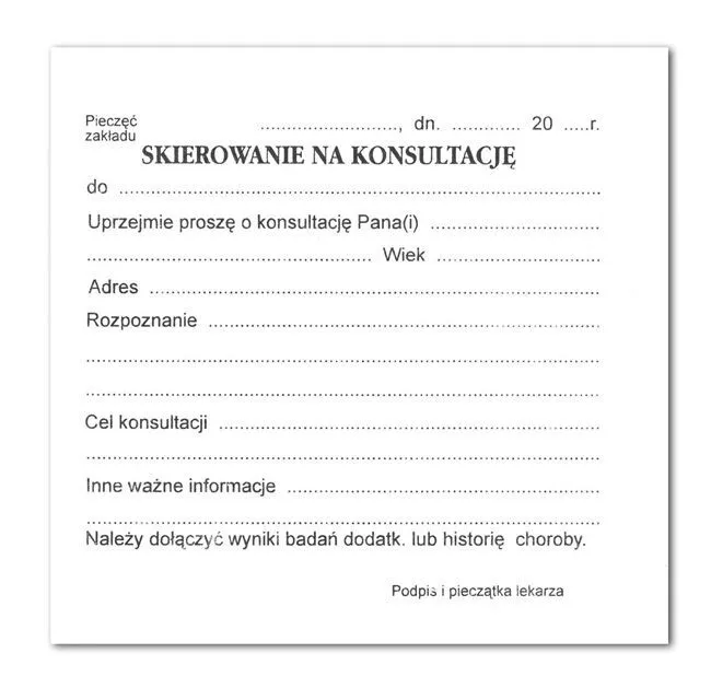 Skierowanie do psychologa NFZ wz&oacute;r