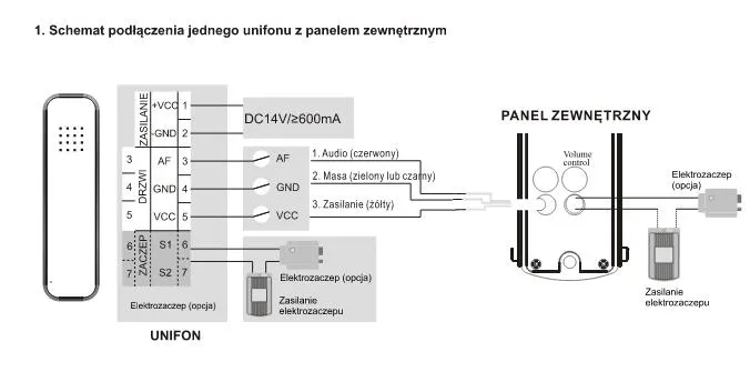 schemat podłączenia domofonu orno or-ad-5002 kaseta zewnętrzna