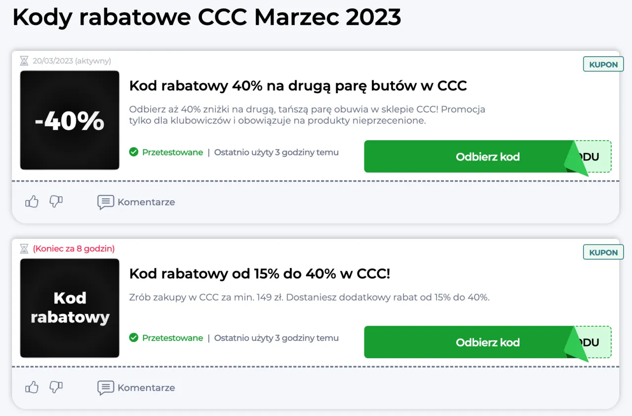 CCC promocje jak sprawdzić datę online