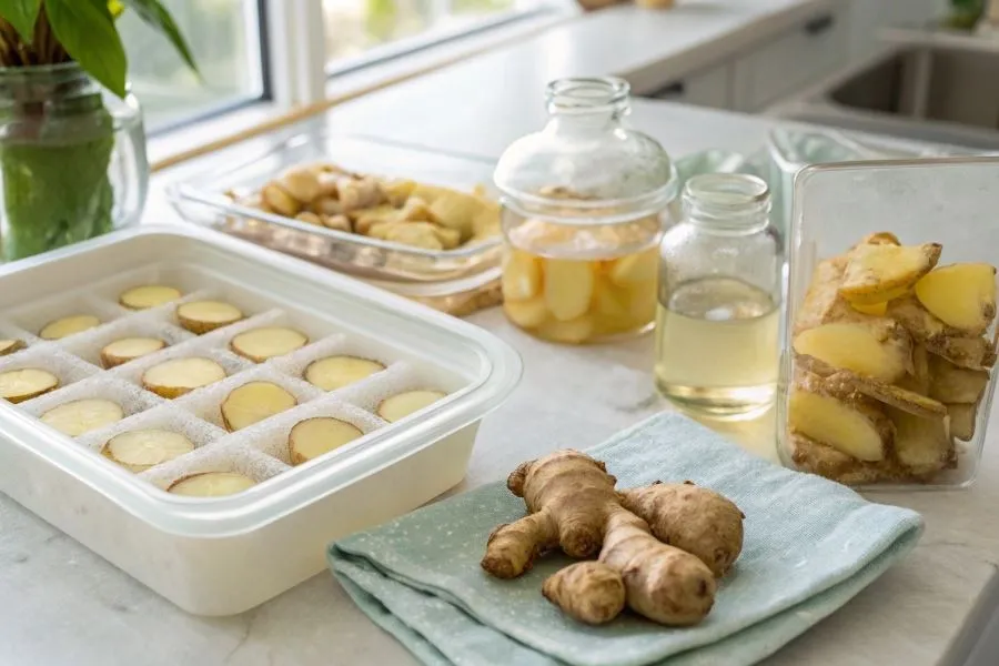 przechowywanie świeżego imbiru, mrożony imbir