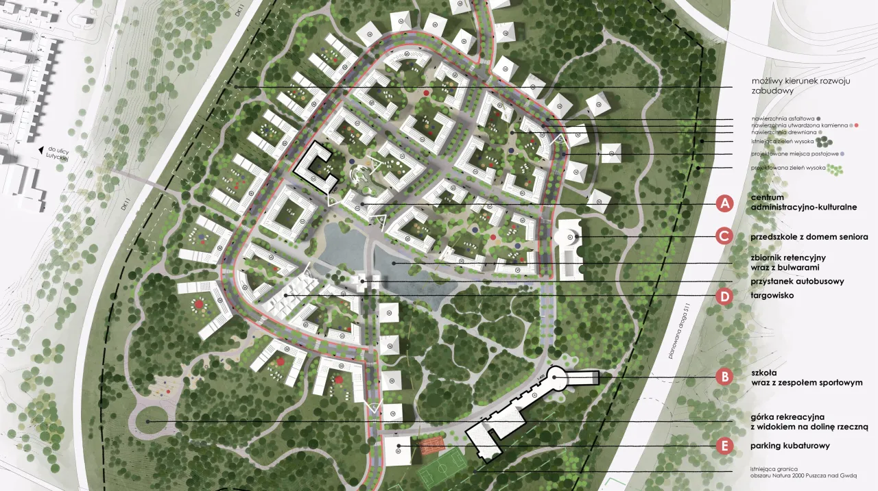 Tereny zielone na osiedlu plan