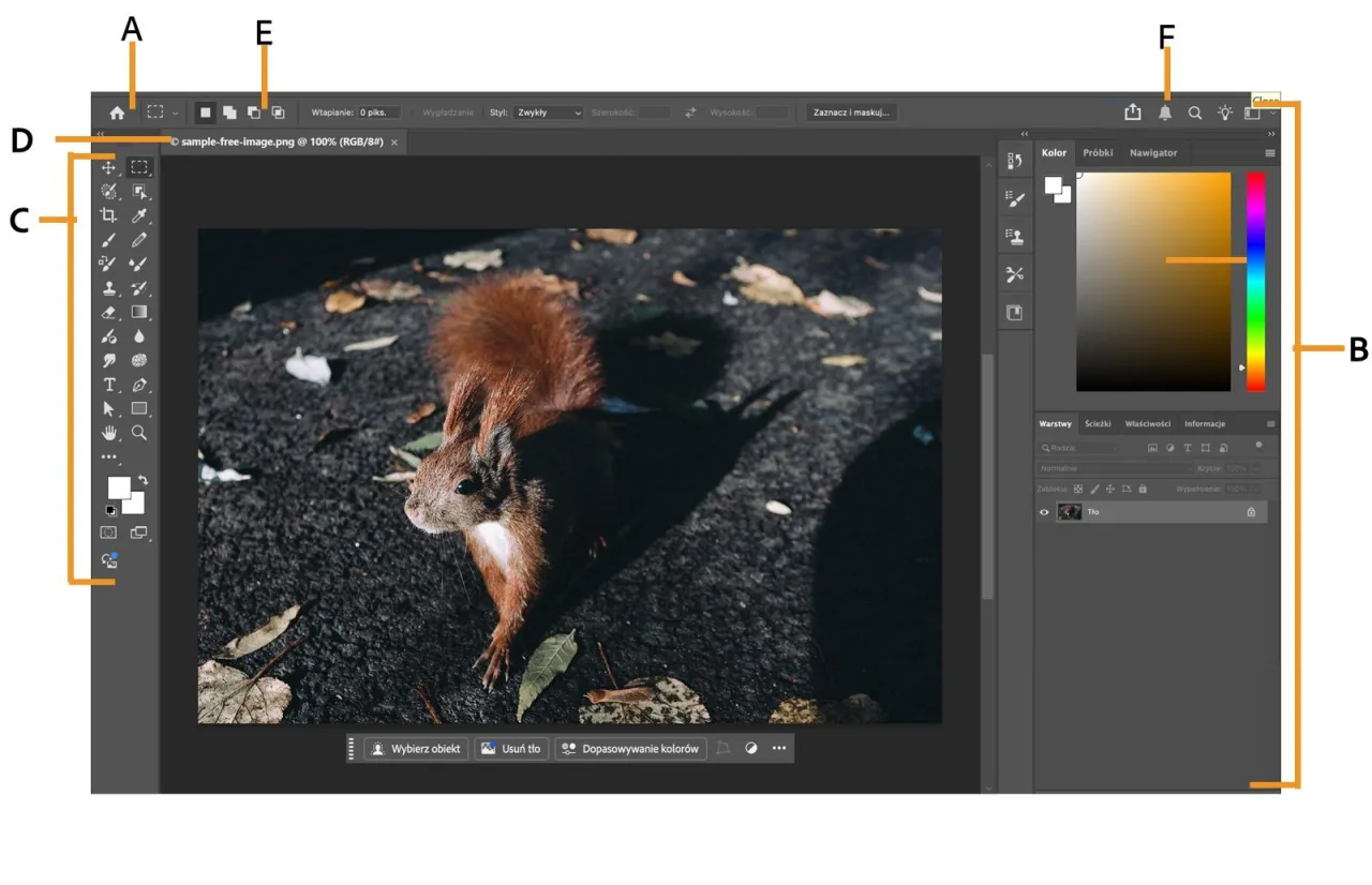 Tabela porównawcza spłaszczanie scalanie Photoshop
