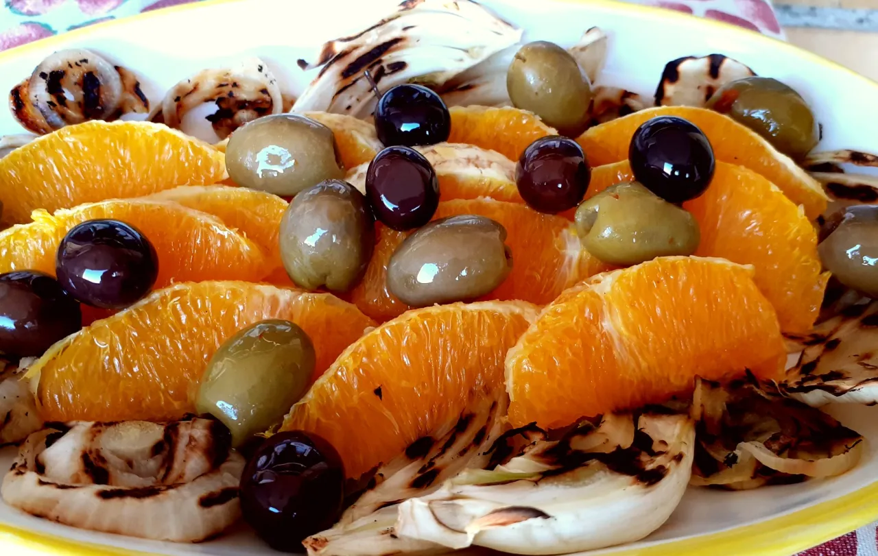 Insalata di arance e finocchi con pesce spada alla griglia