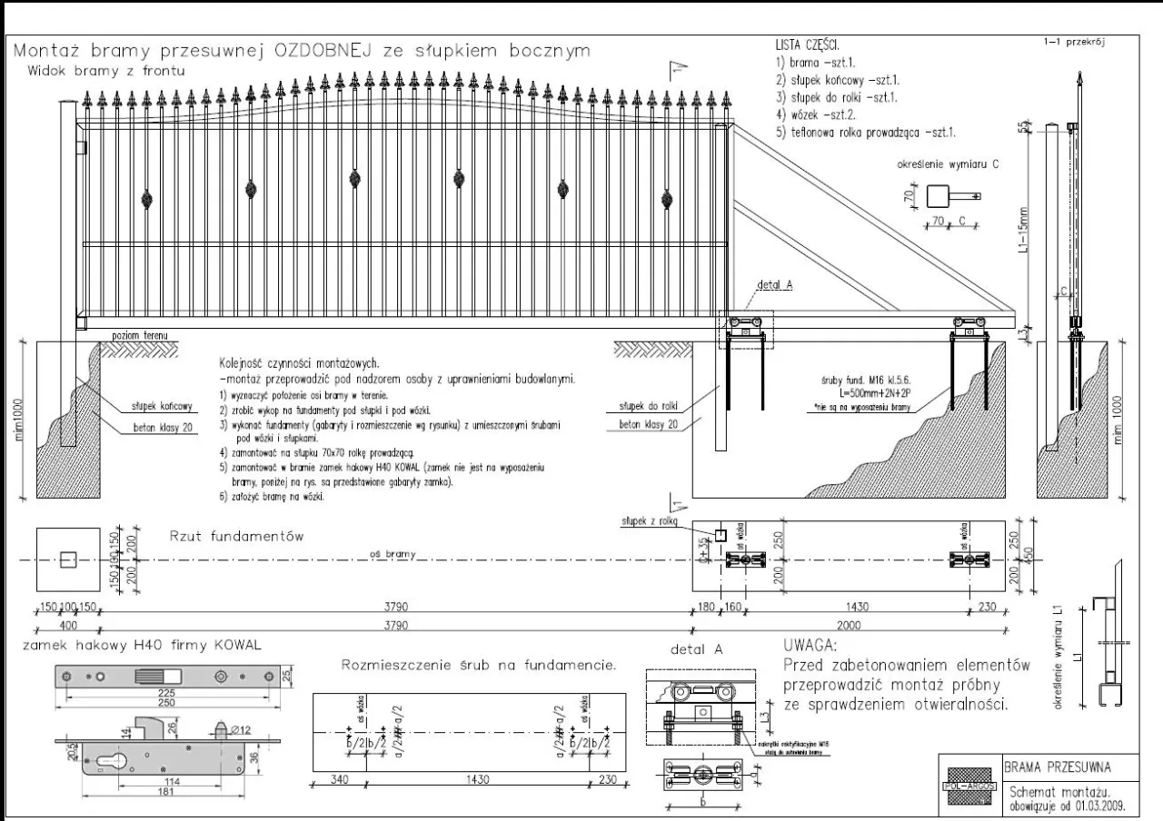 montaż kotwy chemicznej do słupka bramy przesuwnej