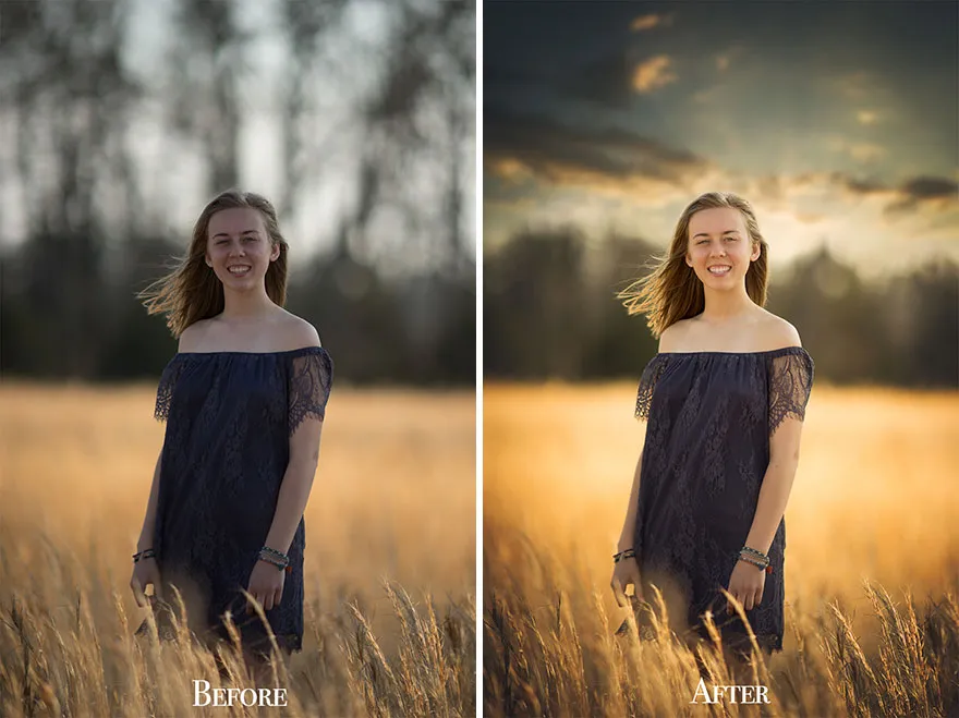 Przed i po obróbce zdjęcia w Photoshopie