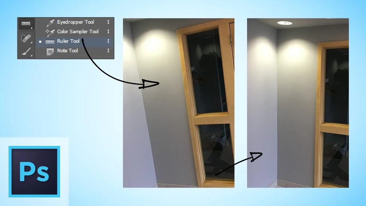 Photoshop Ruler Tool straighten example