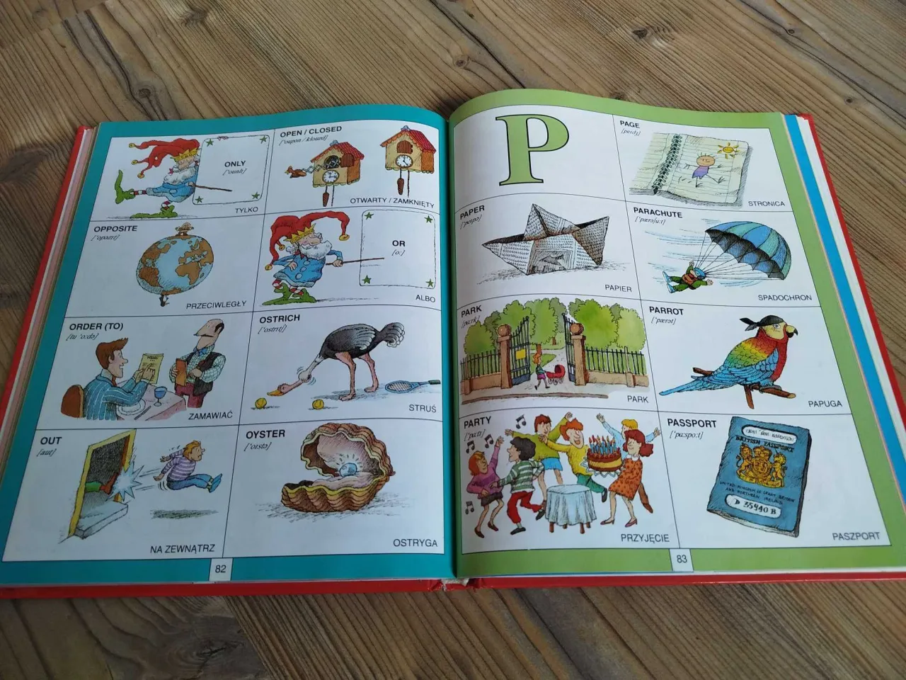 porównanie stron z różnych ilustrowanych słowników dla dzieci