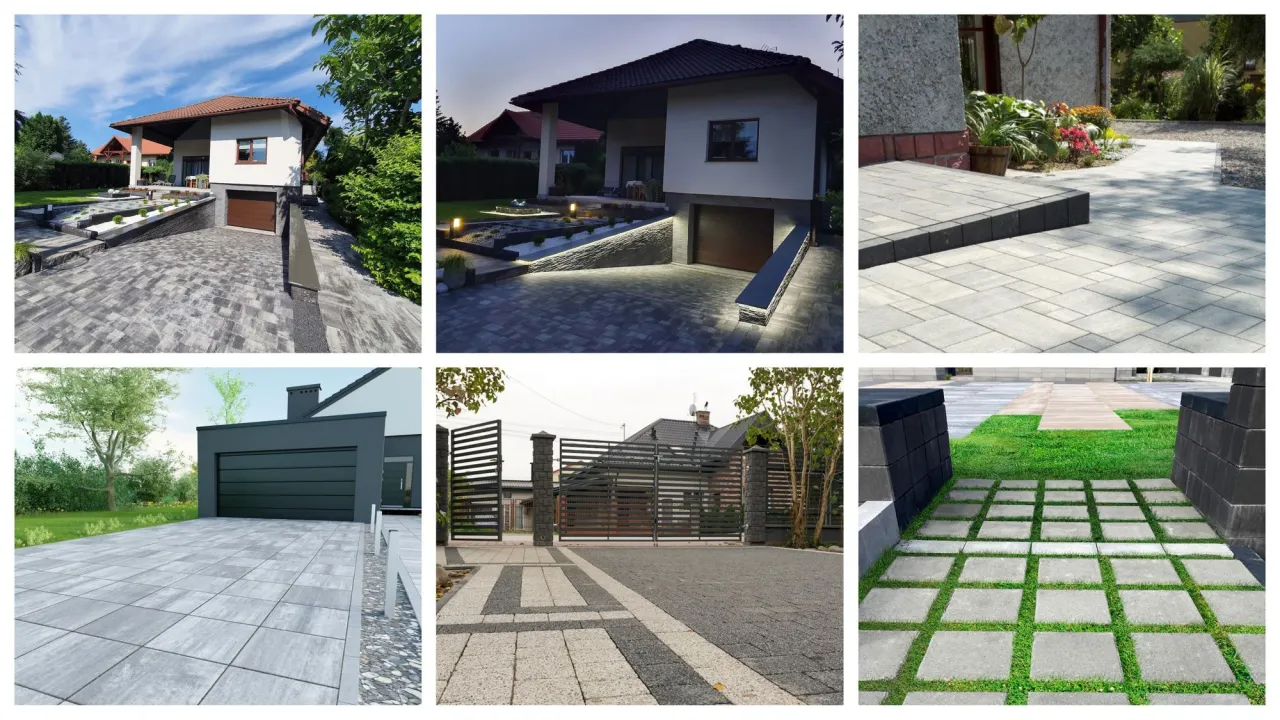 Podwójny podjazd z kostki brukowej