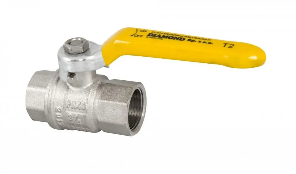 Główny zawór gazu kulowy z dźwignią