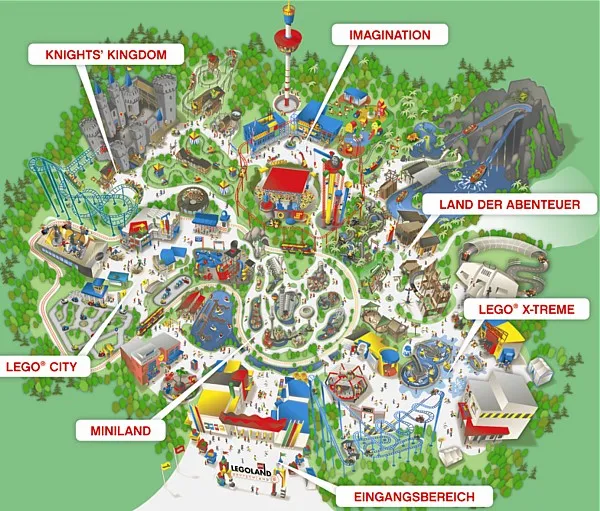 Mapa Legoland Billund strefy tematyczne