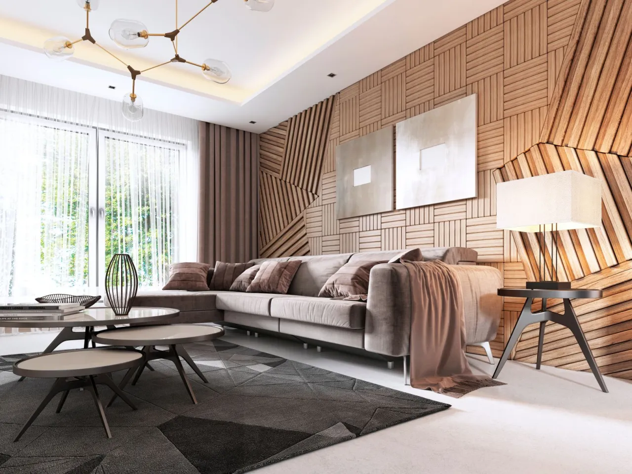 Wykończone panele dekoracyjne na ścianie