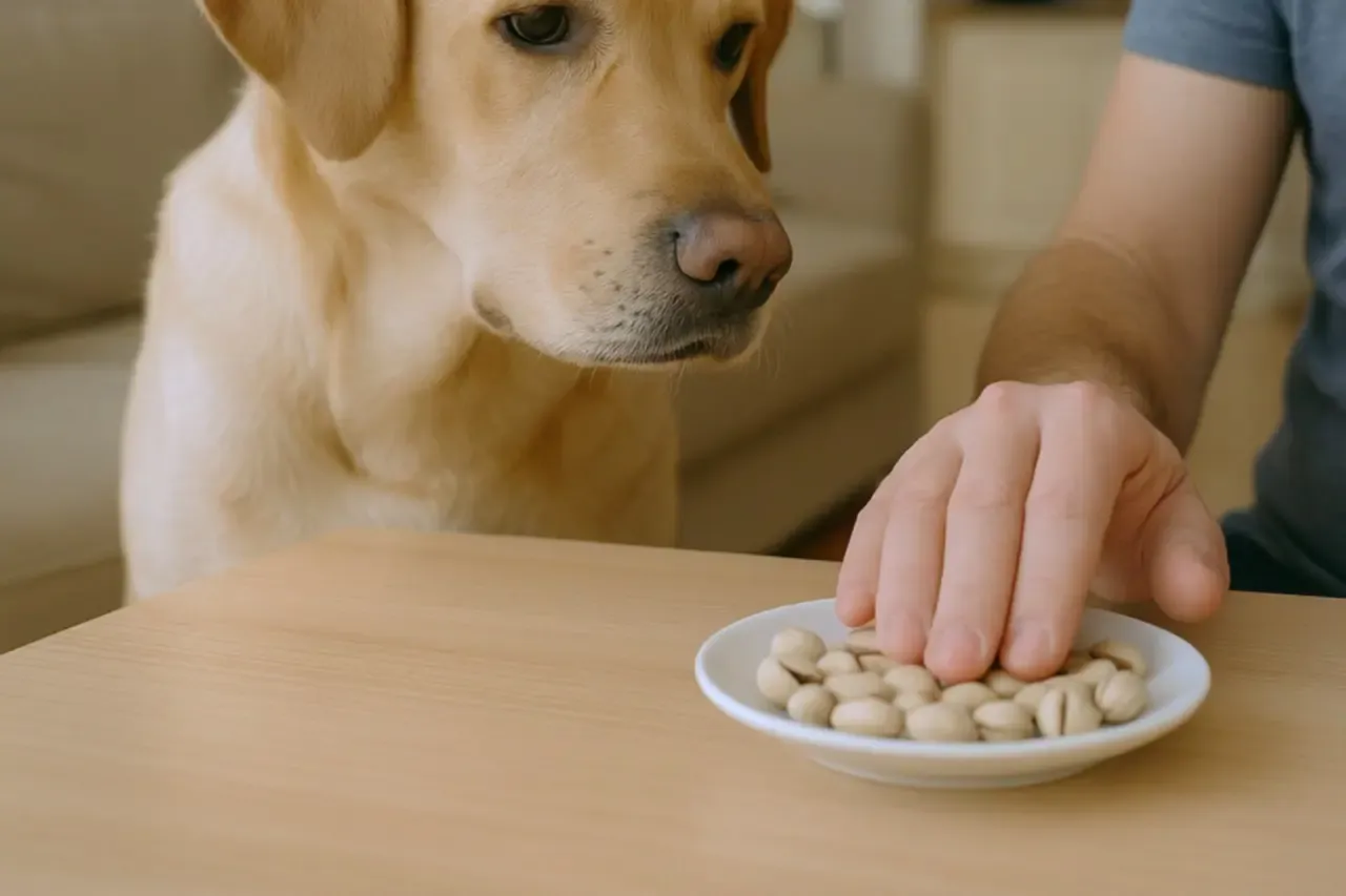 pies jedzący pistacje zagrożenia