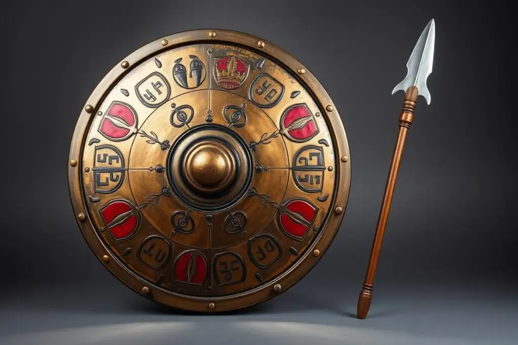 DIY tarcza i włócznia greckiego wojownika dla dzieci