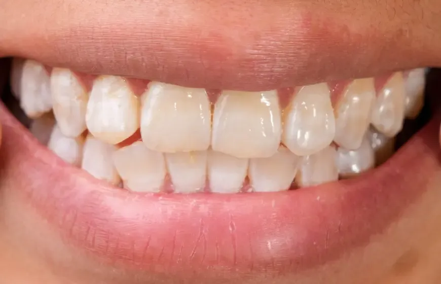 zdrowy ząb i ząb z wczesną próchnicą biała plama