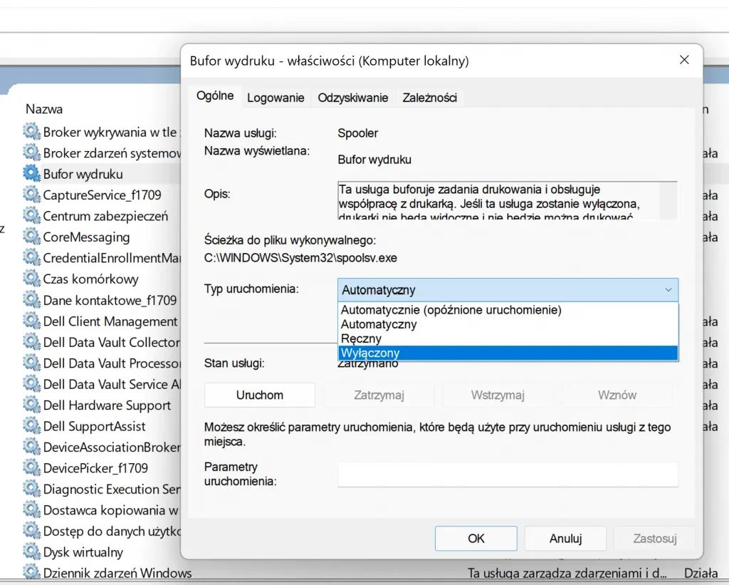 Usługa Bufor wydruku Windows