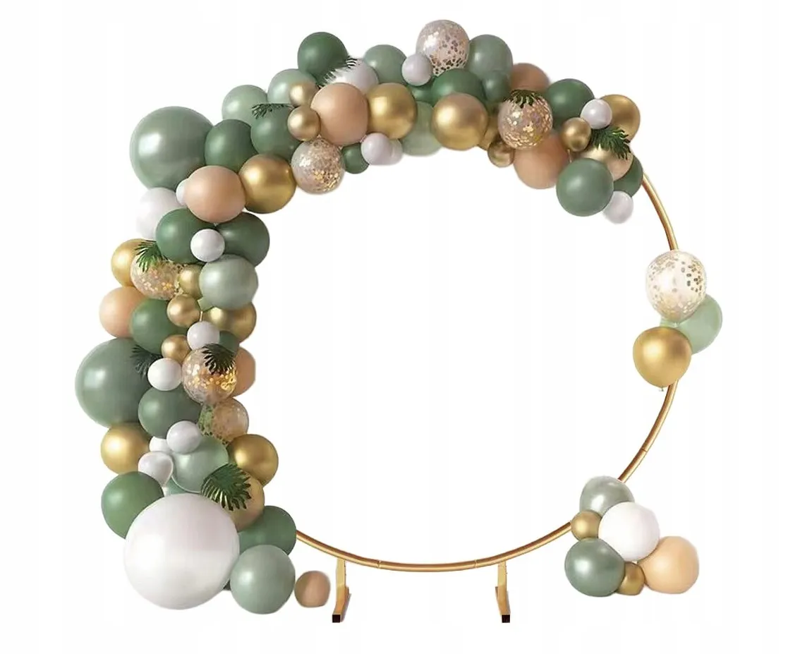 różne stelaże do girland balonowych, stelaż koło metalowe złote